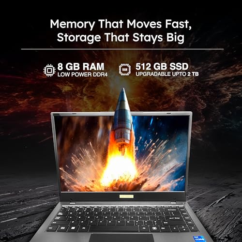 Ultimus APEX5 Laptop Intel core i5 12th Gen 1235U Laptop 8GB RAM 512GB SSD Expandable~1TB FHD IPS 14.1 Win 11 Home ‎DDR4 SDRAM 3xUSB ‎SD Card Slot Iris Xe Graphics MS Office 365 (Trial) Silver