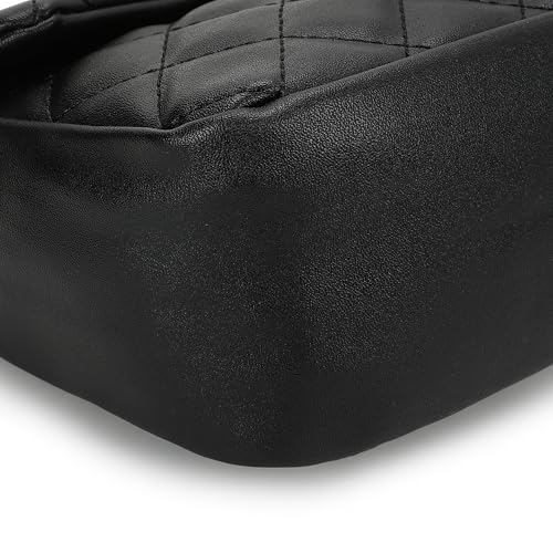 Fastrack Black PU Structured Quilted Sling Bag for Women, Girls and Ladies | Polished Quilted Chic Exterior | Chain Crossbody Handbag | Ladies Purse Handbag