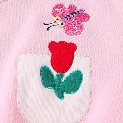 Hopscotch Girls Pink Full Sleeves 2-Pc Floral Applique Pants Set For Age (3-4 Years)