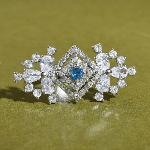 VOYLLA Before Sunrise Statement Ring, Rings For Women, American Diamond, Party, Wedding, Festive, Gift For Women, (Aqua)
