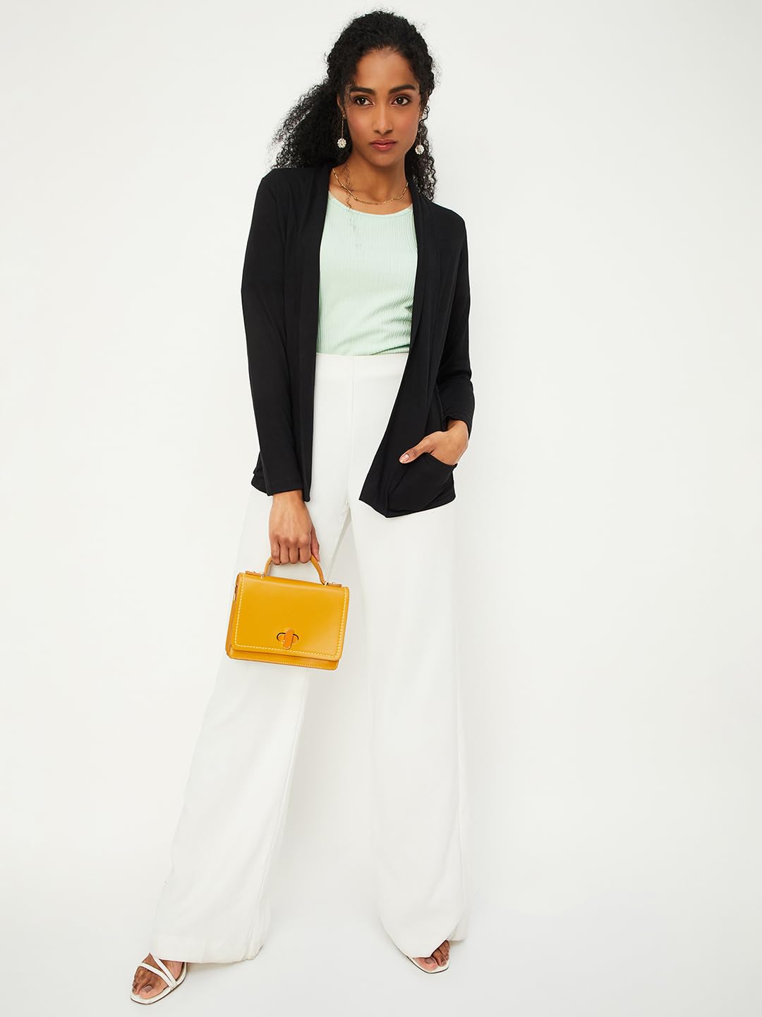 Max Women's Polyester Blend Casual Shrug (SHRUG3202_Black_XL