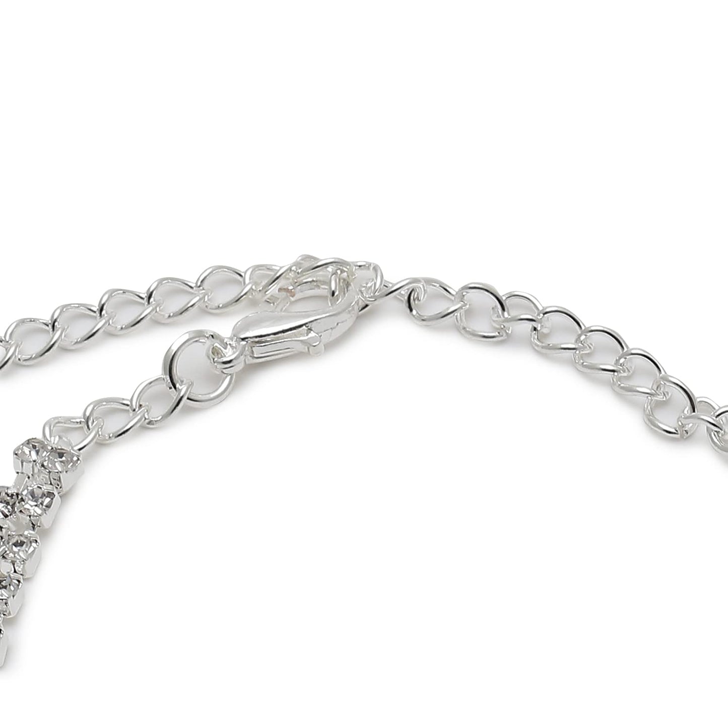 SOHI Silver American Diamond Necklace and Earring, Artificial Stones, Silver Plated Necklace, Necklace with Drop Earrings, Diamond Women & Girl Accessories, stylish cute jewellery, crystal necklace