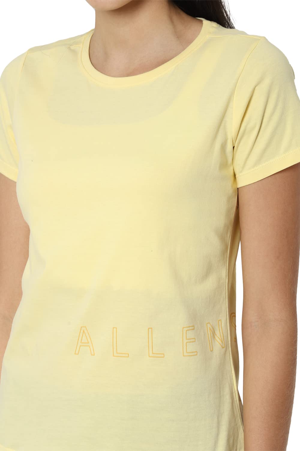 Allen Solly Women's Regular Fit T-Shirts (AHKCCRGF053833_Yellow