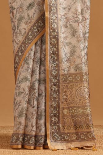 Soch Womens Beige Kota Botanical Saree