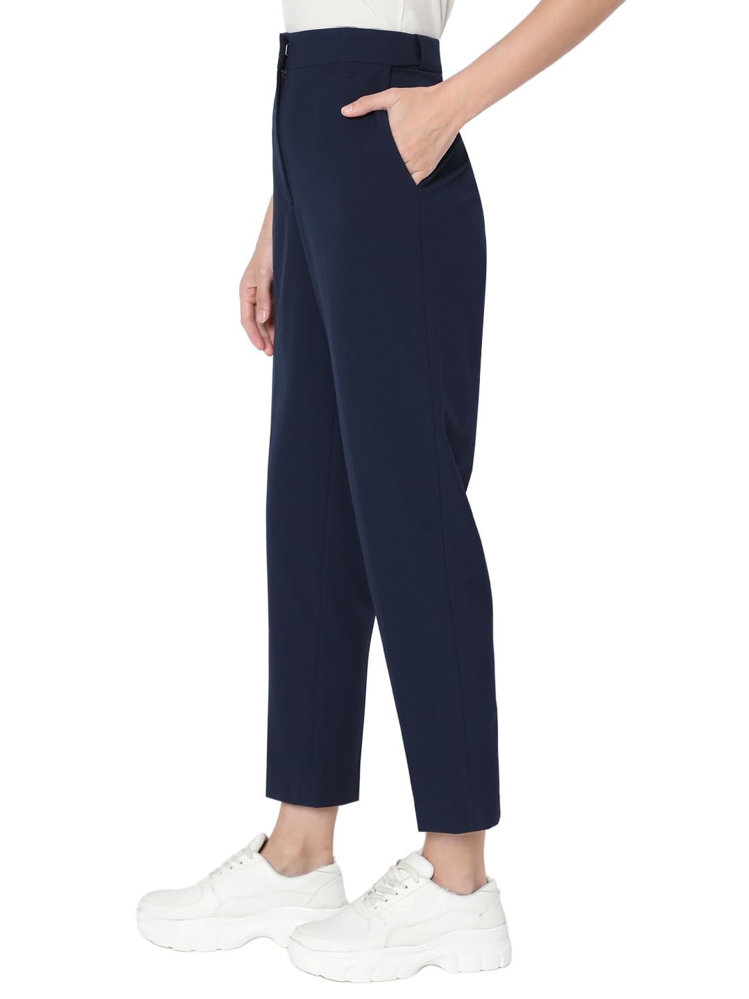 VERO MODA Womens Slim Fit High Rise Trouser Dark Navy