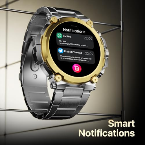 Fire-Boltt Dominian 36.3mm (1.43 inch) AMOLED Display, Stainless Steel Design, 466 * 466 px Resolution, Bluetooth Calling, Multiple Sports Modes, Health Mode, IP67, Weather Updates (Silver)