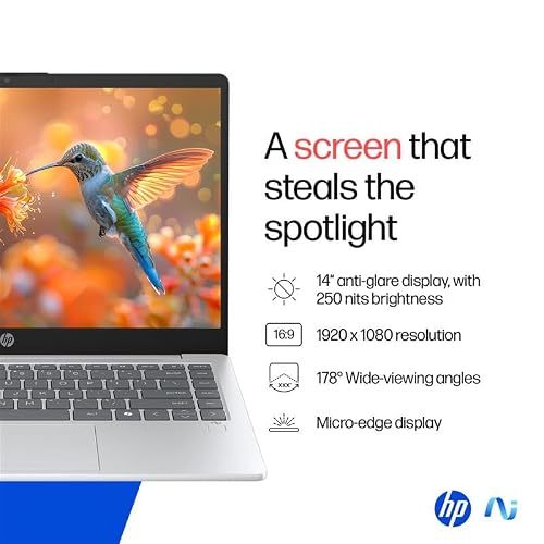 HP OmniBook 3 AMD Ryzen AI 5 340 Next Gen AI Laptop, (16GB LPDDR5X,512GB SSD), Anti-Glare,14''/35.6cm FHD,Win11,Office24, Silver,1.47kg, FHD Camera w/Privacy Shutter, Backlit, ha0000AU