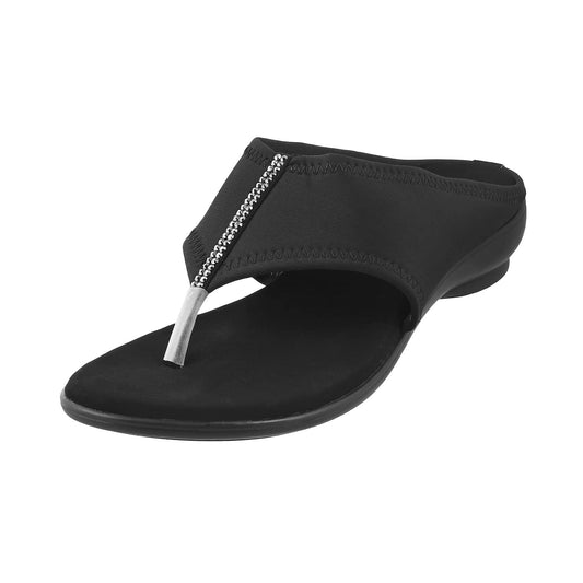 Metro Womens Synthetic Black Slippers