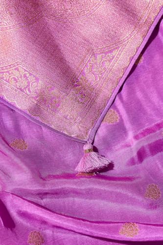 Taneira Women Light Violet Woven Viscose Saree with Unstitched Blouse Piece (SAPP01AB0911-Light Violet)