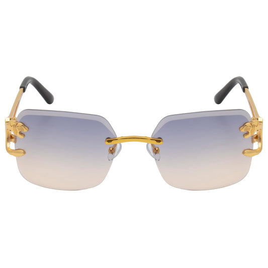 Ted Smith Men's Women's UV Protection Blue Yellow Lens Gold Square Sunglasses