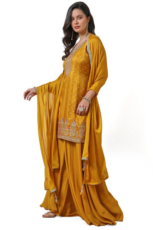 Soch Women's Brocade Salwar Suit (OWA4CD21032A_Mustard