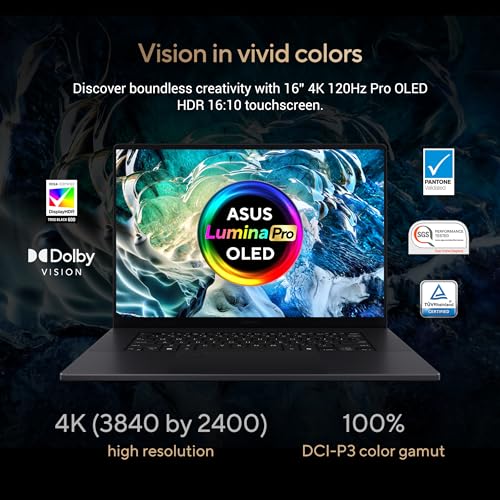 ASUS ProArt P16 OLED (2025), AMD Ryzen AI 9 HX 370, RTX 5090-24GB,64GB RAM, 2TB SSD, 16"/40.64cm Touchscreen, 4K, 120Hz,Windows 11,M365 Basic (1Year)*/Office 2024, Nano Black, 1.95Kg,H7606WX-SE028WS