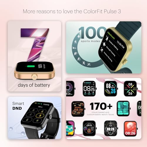 Noise ColorFit Pulse 3 with 1.96" Biggest Display Bluetooth Calling Smart Watch, Premium Build, Auto Sport Detection & 170+ Watch Faces Smartwatch for Men & Women (Deep Wine)