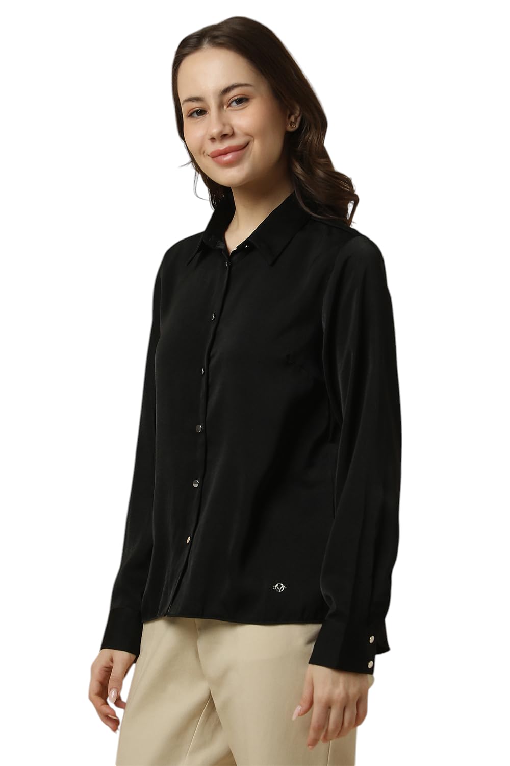 Allen Solly Women Black Solid Long Sleeves Shirt