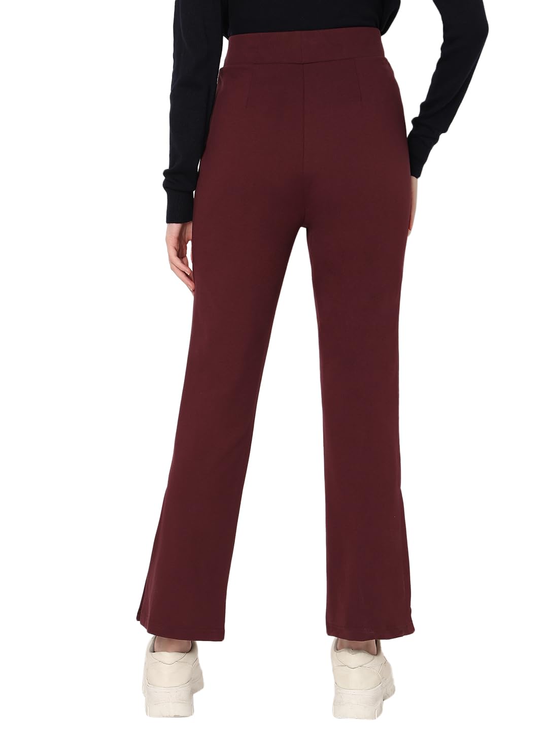 VERO MODA Women Solid Purple Rayon Bootcut High Rise Pants