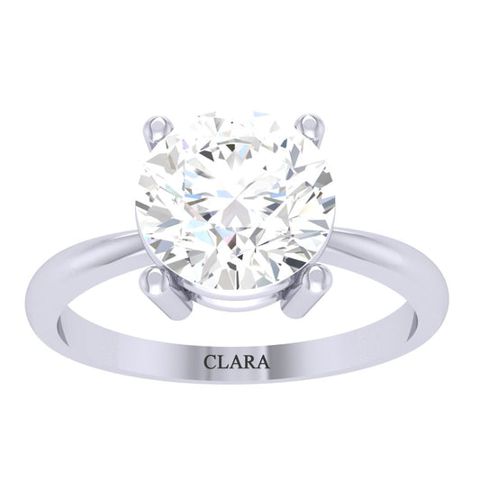 Clara 92.5 Sterling Silver White Gold Plated Round Brilliant Diamond Cut Zirconia Solitaire Ring for Women & Girls