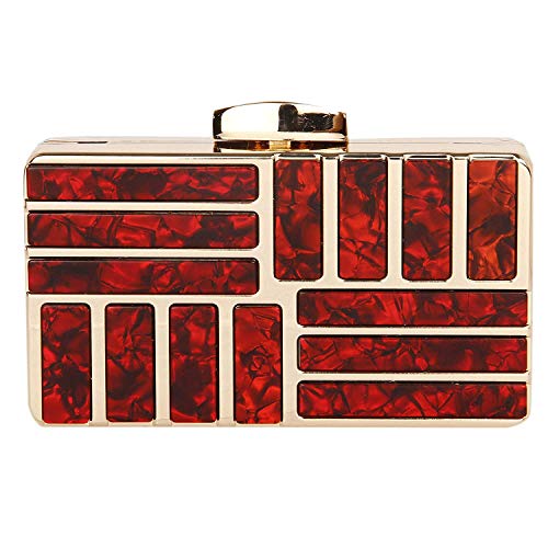 TOOBA Women Handicraft Beautiful Metallic Acrylic Box Clutch Bag Purse for Bridal, Casual, Wedding Bag for Women & Girls (Both Sides Exactly Same) (Blood Red Acrylic)