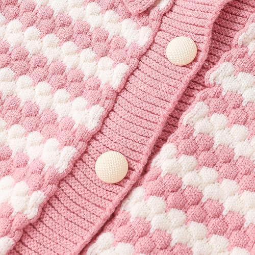 Hopscotch Girls Pink Full Sleeves 2-Pc Textured Stripe Skirt Set For Age (18-24 Months)
