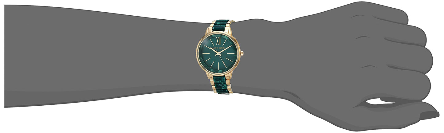 Anne Klein Women's Resin Bracelet Watch, Green/Gold, AK/1412GNGB