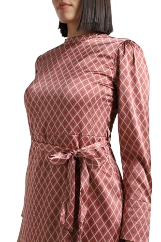 Allen Solly Women's Polyester Blend Modern Knee-Length Dress (AHDRWRGFQ60089_Brown