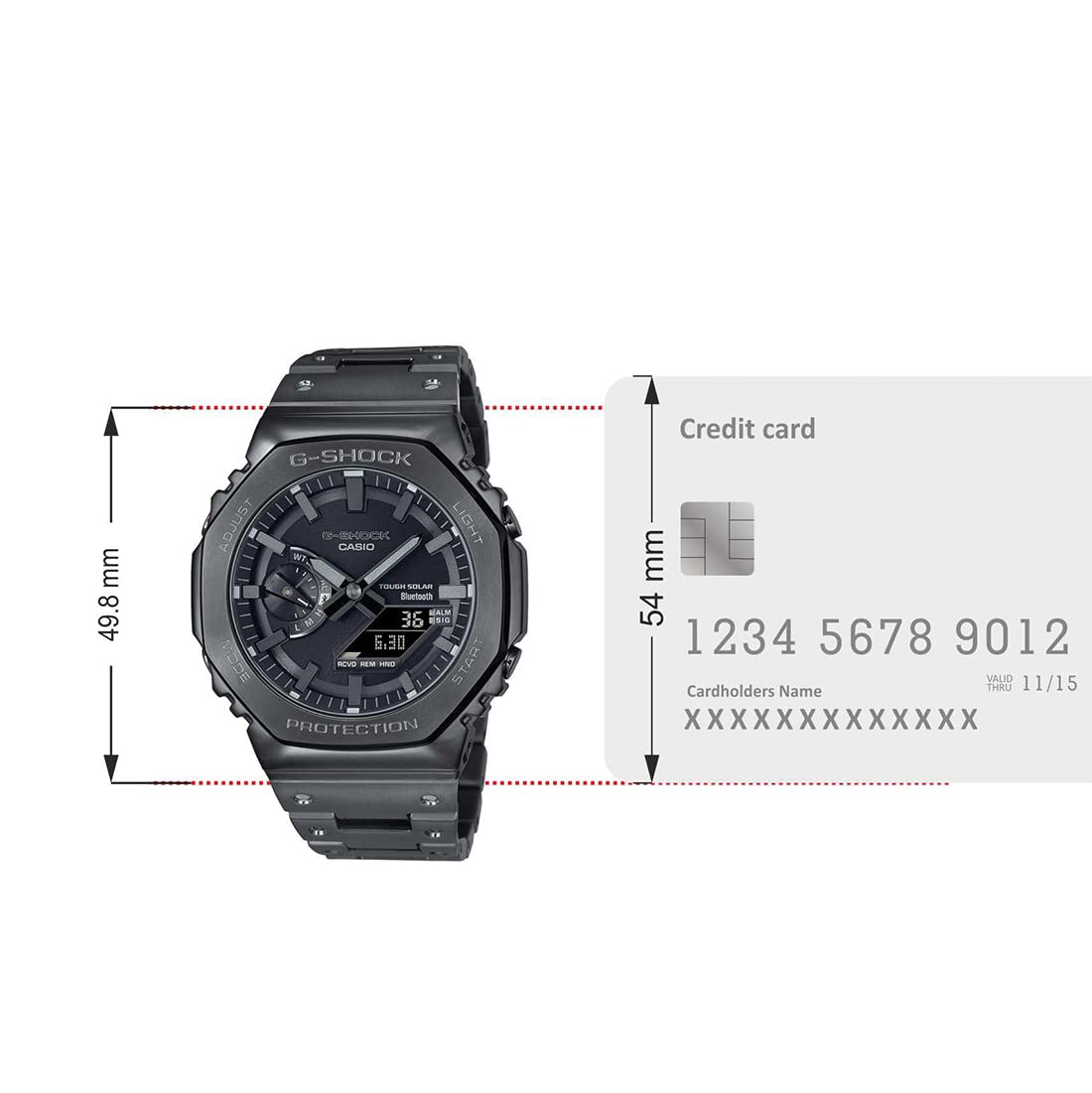 Casio G-Shock GM-B2100BD-1ADR Black IP Black Analog-Digital Dial Black IP Stainless Steel Solid Band Men's Watch Tough Solar Bluetooth G1271