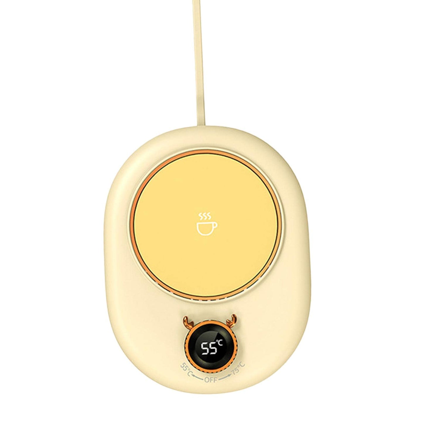 FABLOFTCoffee Mug Warmer Cup Heating Plate 2 Temparature Settings for Home Office Yellow