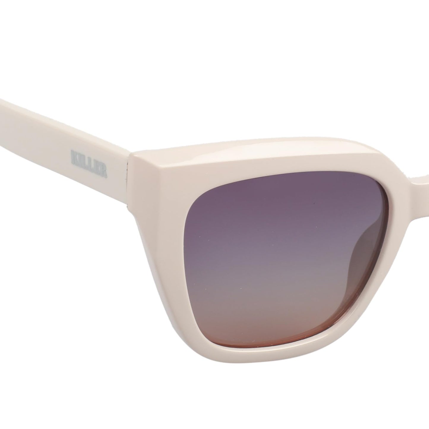 KILLER Women's Sunglass, Cat-Eye Shaped Acetate Frame Polarized Lens Sunglasses Case For Women, Girls, Gradient Lens Sunglasses, Frame Color - Beige, Lens - Grey
