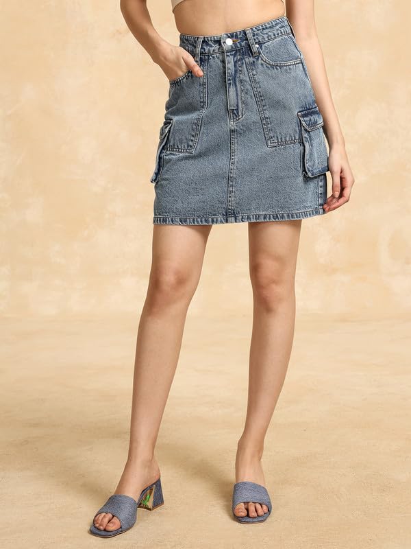 Kazo Derby Mini Skirt Blue