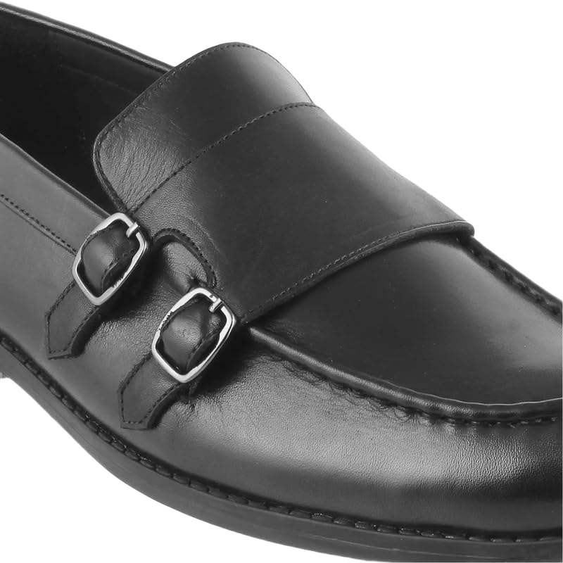 tresmode Bondy Black Men's Double Monk Shoes in Size 11 UK (45 EU)