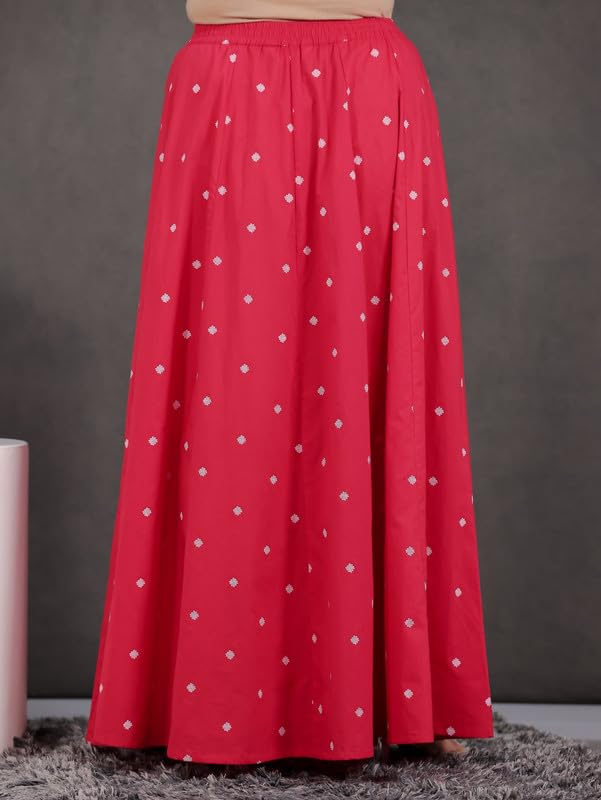 Aramya Soft Cotton Red Geometric Print Festival Wear Skirt for Women (TP4793B-XL)
