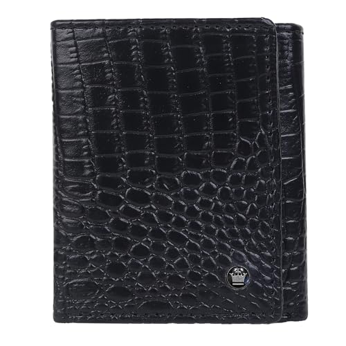 Louis Philippe Wallet for Men Tri-Fold Slim & Sleek Pattern Genuine Leather (Black) | Without Brand Box