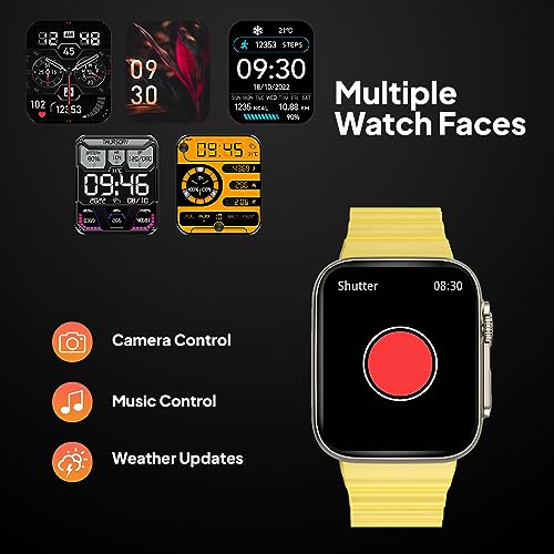 Fire-Boltt Gladiator 1.96" Biggest Display Smart Watch with Bluetooth Calling, Voice Assistant &123 Sports Modes, 8 Unique UI Interactions, SpO2, 24/7 Heart Rate Tracking (Yellow)