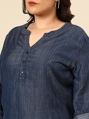 The Pink Moon Women's Regular Fit Cotton Plus Size Tunic - (TUN_MIM25K_Tencel_Tencel_4XL)