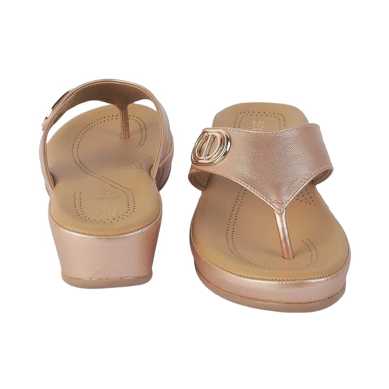 tresmode Vantaa Women's Champagne Dress Platform Vegan Friendly Leather Flats | TPR Sole in Size 3 UK / 36 EU