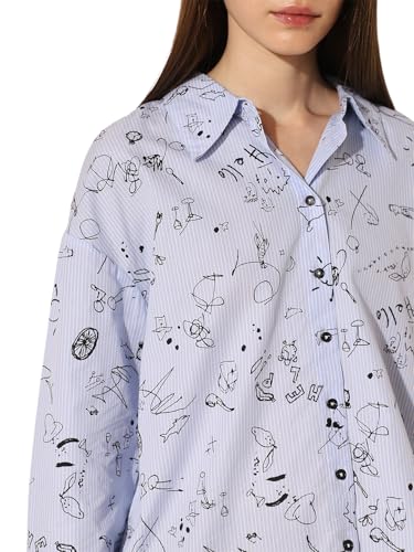 ONLY Women's Regular Fit Blue Shirt