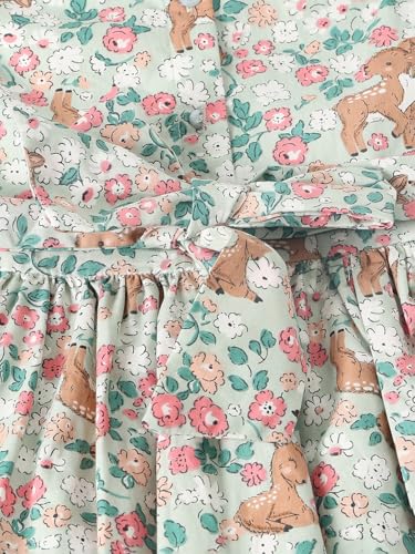 Max Girls Floral Print Dress(Green_2-3 Y)