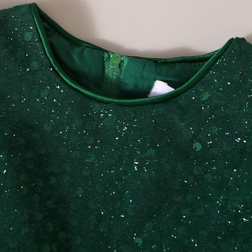 Hopscotch Girls Green Short Sleeves Sequin Bodice Peplum Party Dress for Age (18-24 Months)