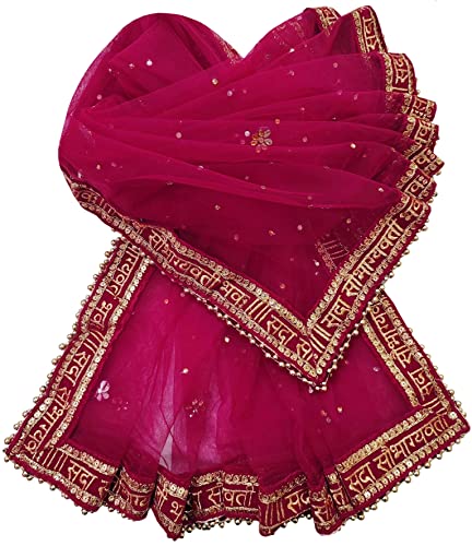 Navti Creations Women's Embroidered Net Dupatta (Navti-09_Magenta_Free size)