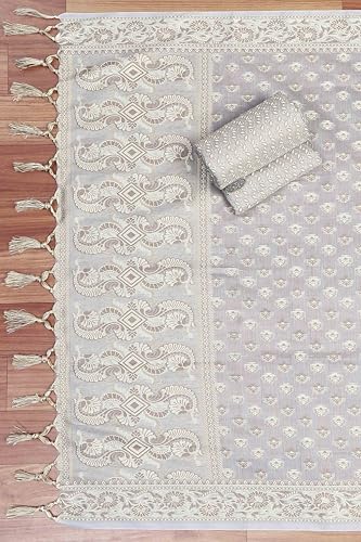 BIBA Women Mehandi Cotton Unstitched Suit Set_FREE SIZE