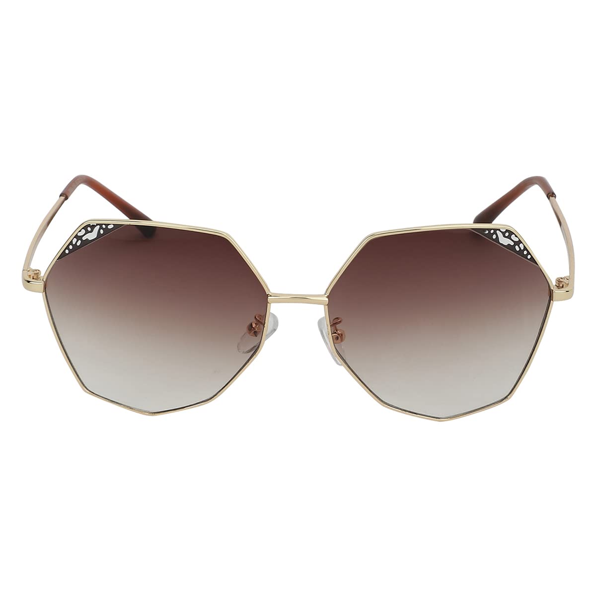 Carlton London Adults-Women Brown One Size Casual Winter Wear Metal Frame UV Protected Lens Square Sunglasses (Medium)