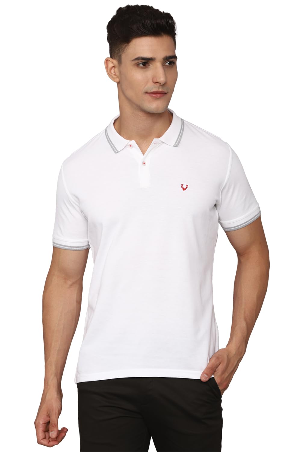 Allen Solly Men's Solid Regular Fit T-Shirt (ASKPNRGFS50508_White
