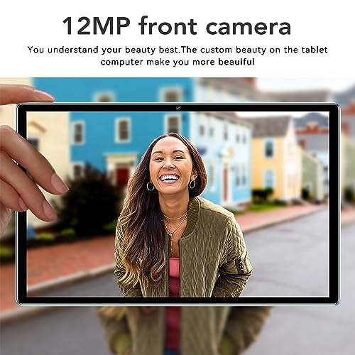Vikye 10.1 Inch 2-in-1 Tablet with Keyboard and Earphone, 12GB RAM 256GB ROM Octa Core, 12MP 24MP Camera, US Plug (Blue)