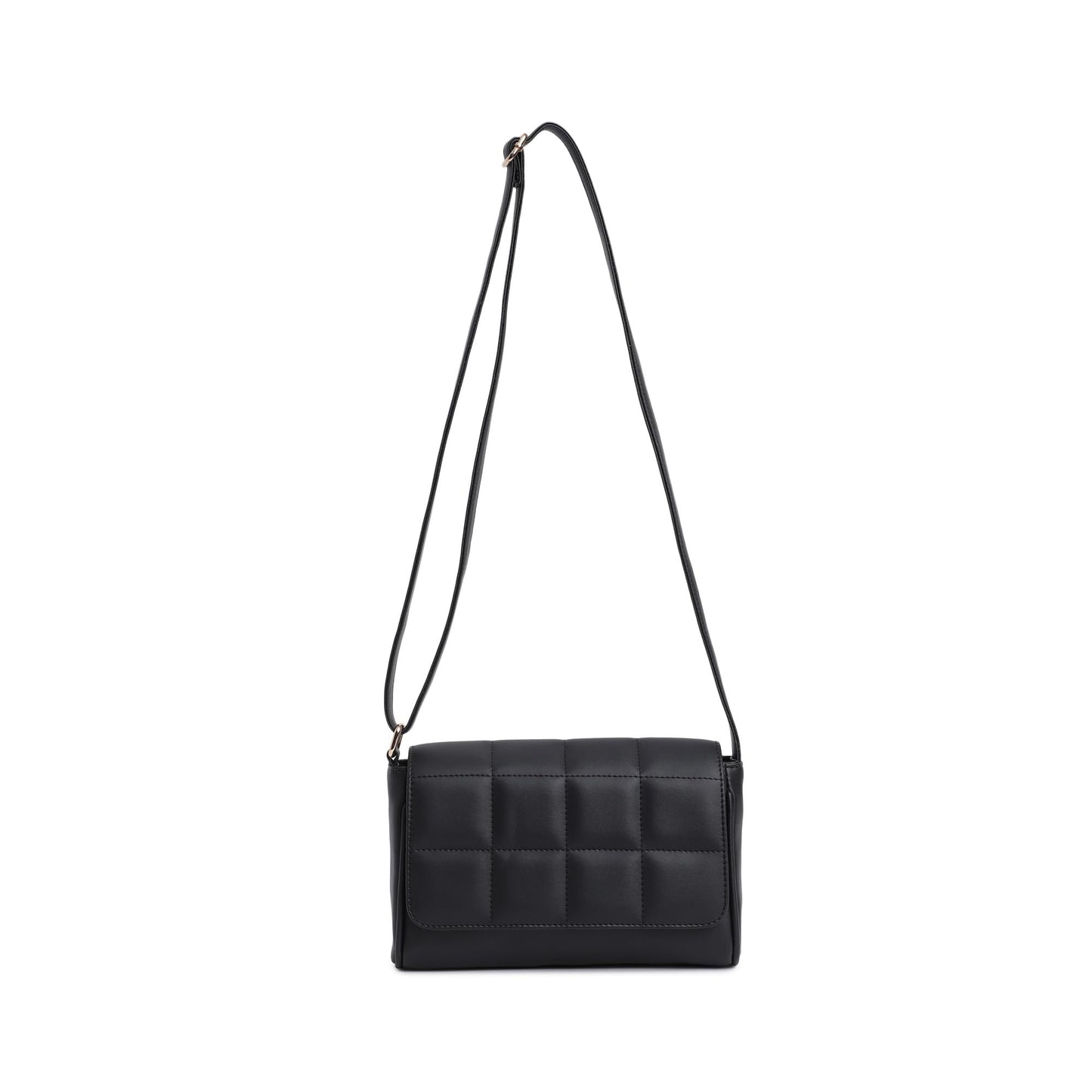 Fastrack Quilted Sling Bag for Women | Chic Crossbody Bag for Girls, Ladies, Women | Spacious Bag with Slip Pocket Made of Faux Leather (Black)