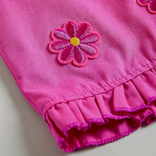 Hopscotch Girls Puff Sleeves Fuchsia 2-Pc Blossom Blouse & Shorts with Handbag (3-4 Years)