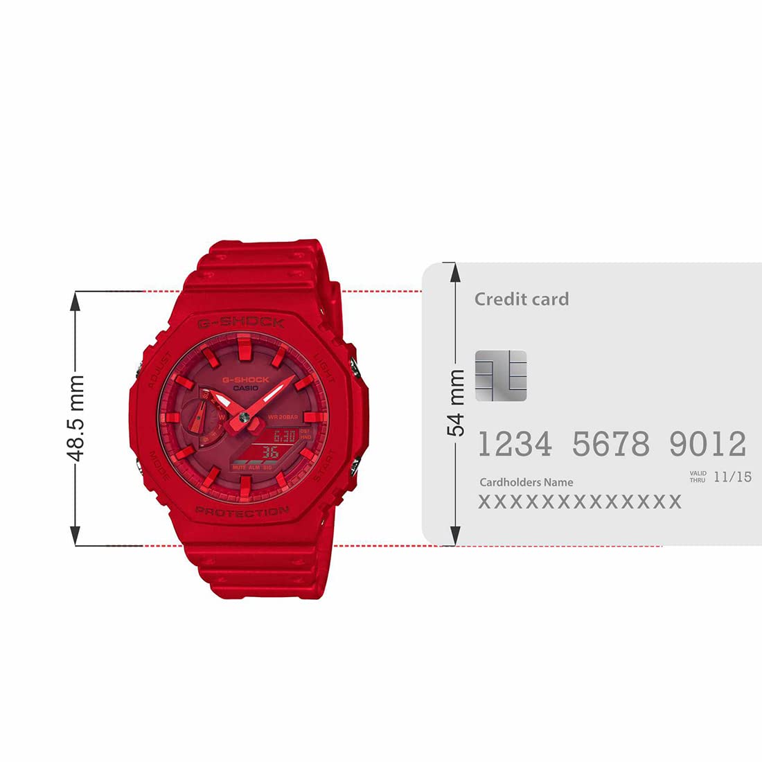 Casio G-Shock GA-2100-4ADR Analog-Digital Red Dial Men Watch Red Resin Strap (G988)