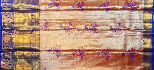 VFCollections Women's Traditional Handloom Kanchipuram Silk Pure Pattu Sarees | Rich Zari Woven Design | Bridal Saree | Unstitched Blouse (VFC644-1), Purple,Gold
