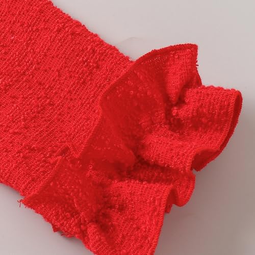 Hopscotch Girls Red Full Sleeves Floral Applique Drop Waist Dress for Age (3-4 Years)