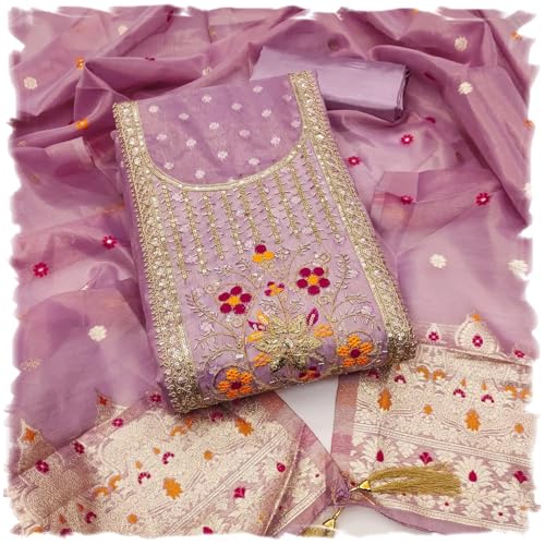 Leeli Peeri Designer Women's Simmer Silk Coding With Hand Work Unstitched Dress Material