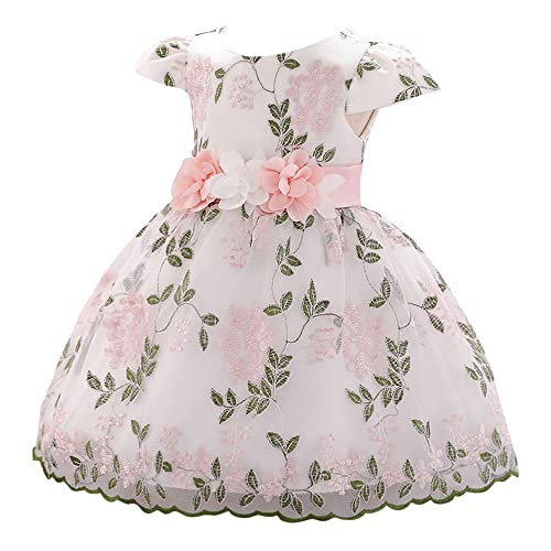 Hopscotch Girls Fit And Flare Knee-Length Floral Applique Party Dress In Peach Color for Ages 12-24 Months