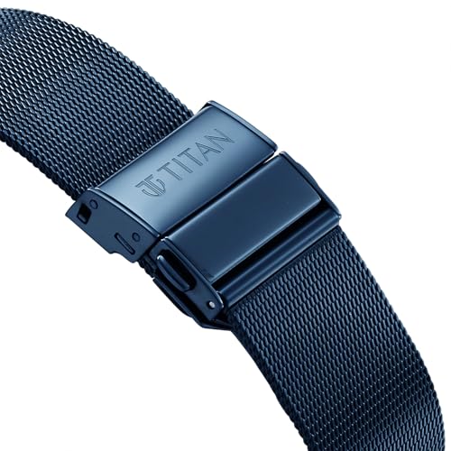 Titan Edge Whimsey Quartz Analog with Blue Dial Blue Stainless Steel Strap Watch for Men - 10056QM02
